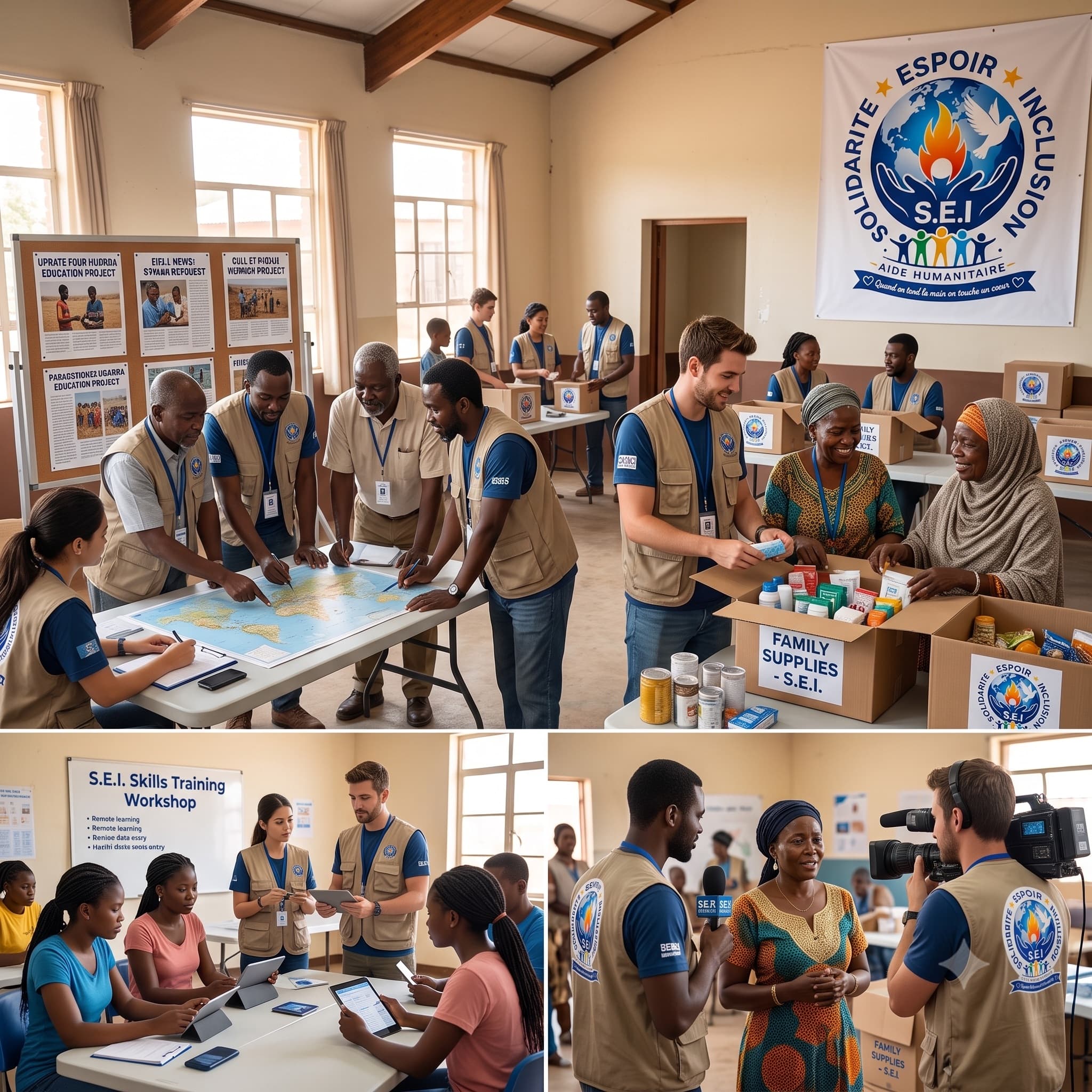 Volunteers working together to help communities in need